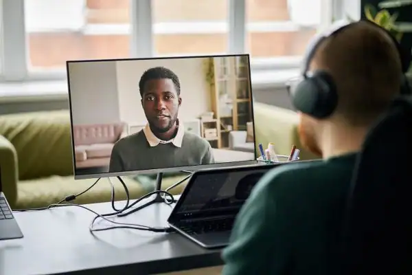 Man attending online mediation Cheshunt MIAMS session